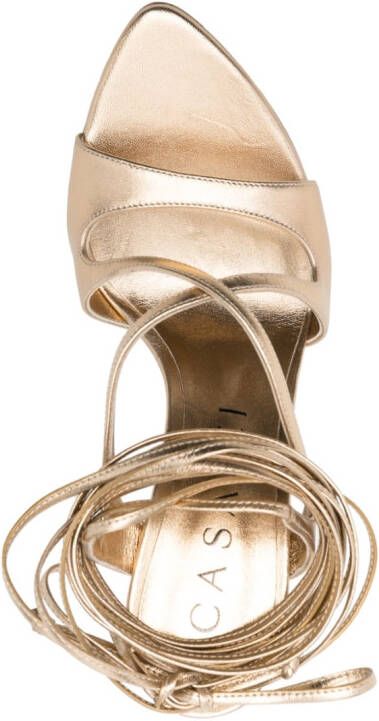 Casadei strappy 110mm leather sandals Gold