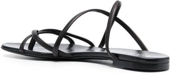 Casadei strappy leather flip flops Black