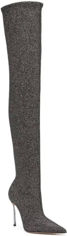 Casadei Super Blade 119mm above-knee boots Silver