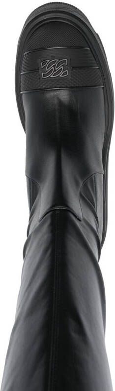 Casadei thigh-length oversize-sole boots Black