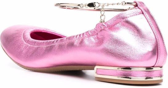 Casadei Valentina metallic ballerina shoes Pink