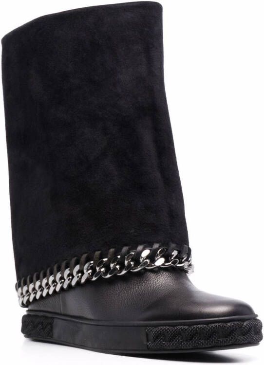 Casadei wide-leg leather boots Black