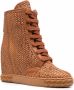 Casadei woven lace-up wedge boots Brown - Thumbnail 2