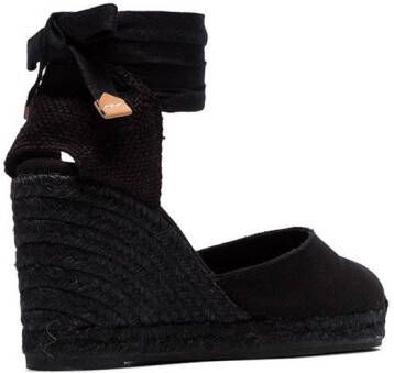 Castañer black Carina 80 ankle tie wedge sandals