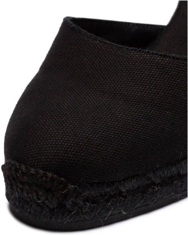 Castañer black Carina 80 ankle tie wedge sandals