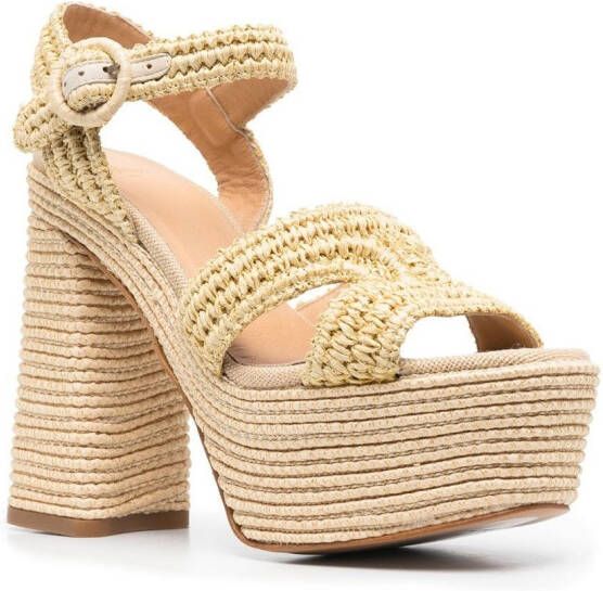 Castañer braided raffia platform sandals Neutrals