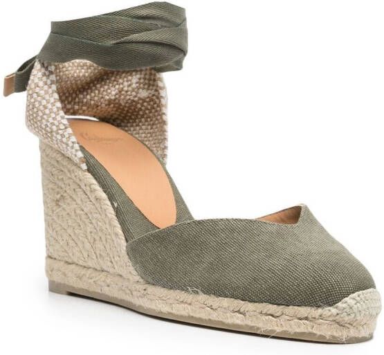 Castañer Carina 80 canvas wedge espadrilles Green