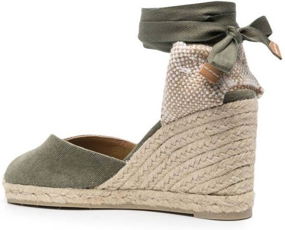 Castañer Carina 80 canvas wedge espadrilles Green