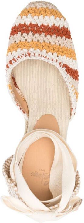 Castañer Carina 95mm crochet wedge sandals Neutrals