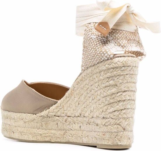 Castañer Chiara satin wedge espadrilles Neutrals