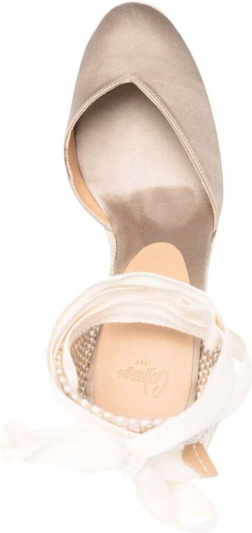 Castañer Chiara satin wedge espadrilles Neutrals