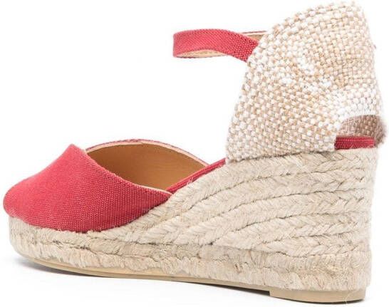 Castañer leather heeled 70mm espadrilles Red