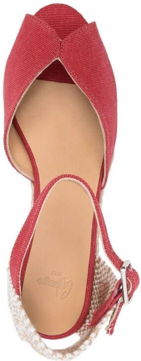 Castañer leather heeled 70mm espadrilles Red