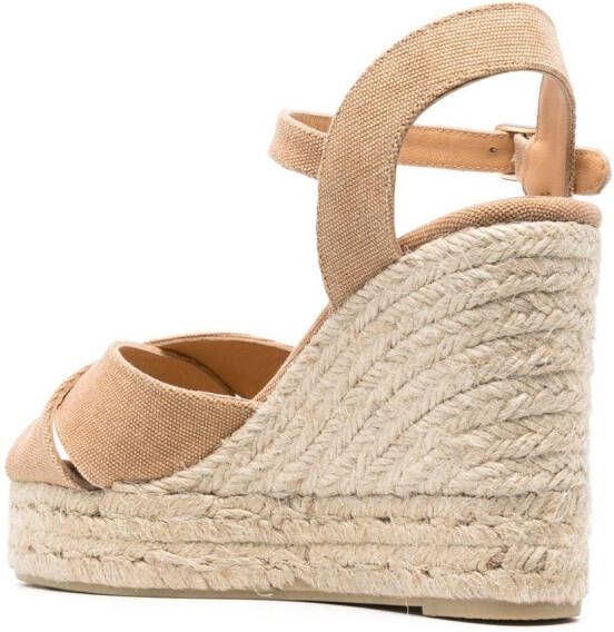 Castañer open-toe 110mm raffia wedge sandals Brown