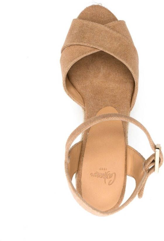 Castañer open-toe 110mm raffia wedge sandals Brown