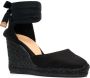Castañer tonal wedge-heeled espadrille with ankle ties Black - Thumbnail 2