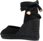 Castañer tonal wedge-heeled espadrille with ankle ties Black - Thumbnail 3