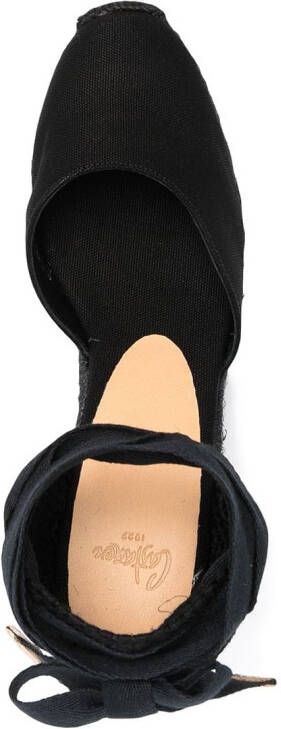 Castañer tonal wedge-heeled espadrille with ankle ties Black