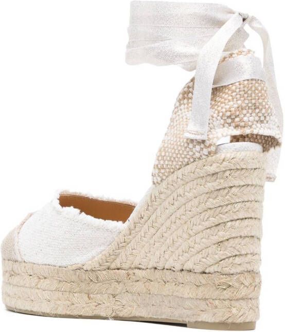 Castañer wraparound platform wedge sandals White