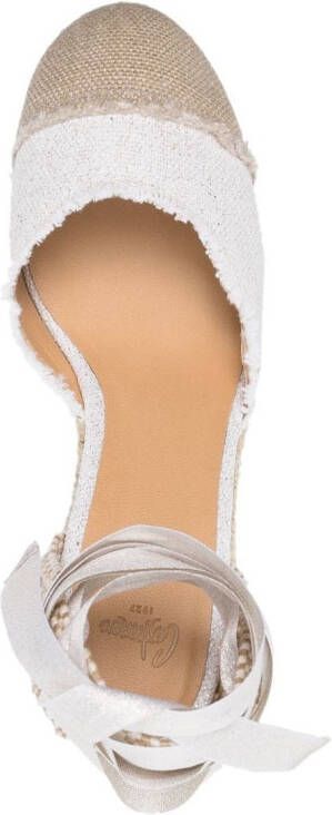 Castañer wraparound platform wedge sandals White