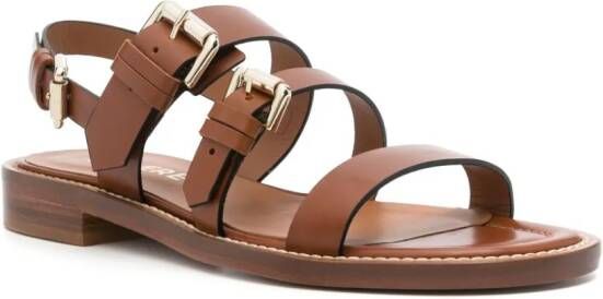 Cenere GB Queen Ranch buckled leather sandals Brown