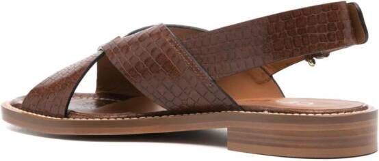 Cenere GB Quito Cocco crocodile-embossed sandals Brown