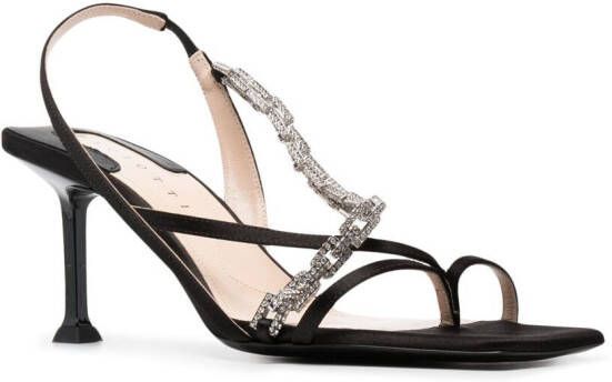 Cesare Paciotti gemstone-detailed mid-heel sandals Black