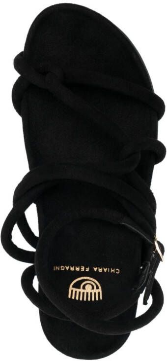 Chiara Ferragni Cable suede flat sandals Black