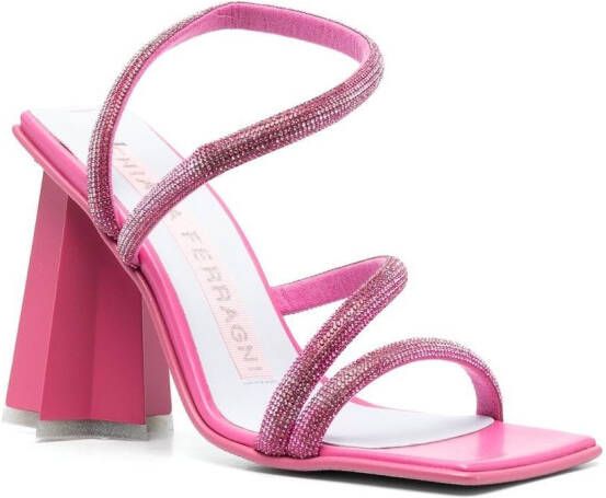 Chiara Ferragni calf-leather crystal-embellished sandals Pink