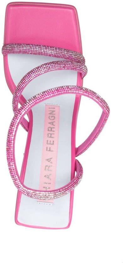 Chiara Ferragni calf-leather crystal-embellished sandals Pink