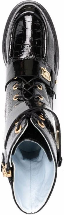 Chiara Ferragni embossed-croco ankle boots Black