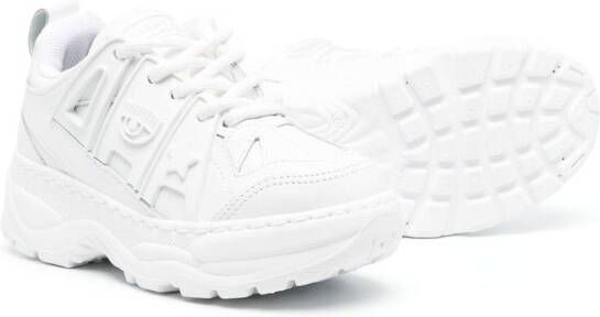 Chiara Ferragni Kids logo-embossed chunky sneakers White