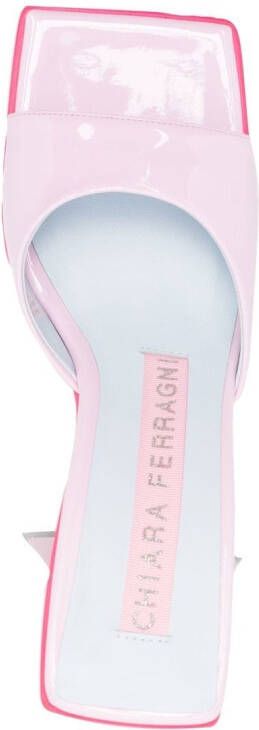 Chiara Ferragni leather square-toe mules Pink