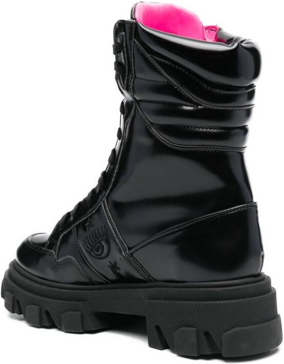 Chiara Ferragni logo-embroidered combat boots Black