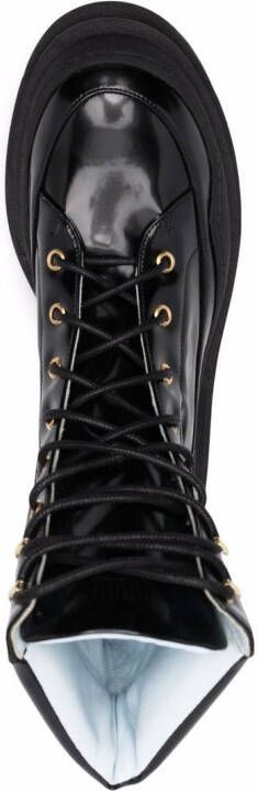 Chiara Ferragni logo-plaque leather boots Black