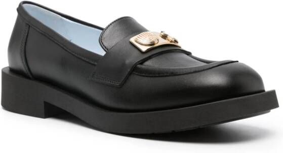 Chiara Ferragni square-toe leather loafers Black
