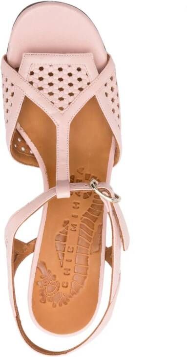 Chie Mihara 75mm Bessy perforated leather sandals Pink