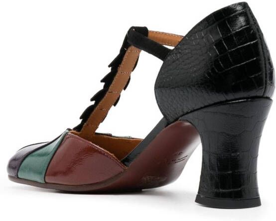 Chie Mihara 80mm colour-block square-toe leather pumps Black