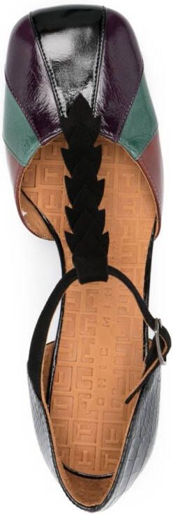 Chie Mihara 80mm colour-block square-toe leather pumps Black