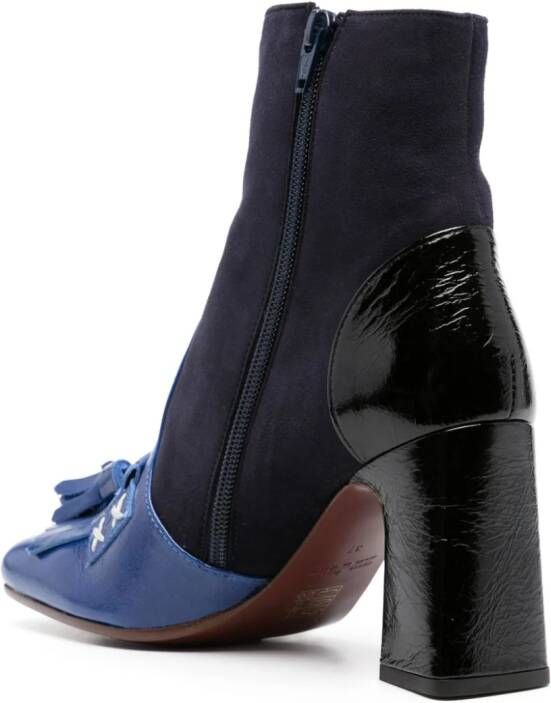 Chie Mihara 85mm tassel panelled leather boots Blue
