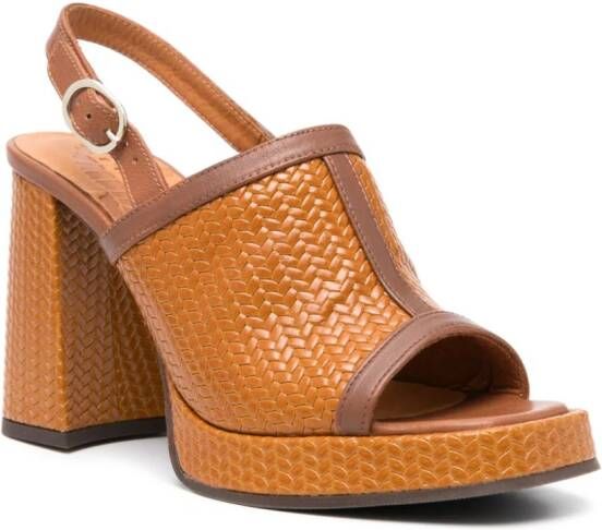 Chie Mihara 85mm Zimi interwoven leather sandals Brown