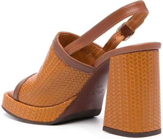Chie Mihara 85mm Zimi interwoven leather sandals Brown