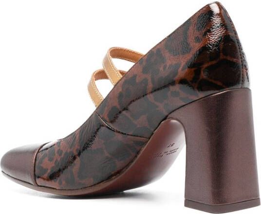 Chie Mihara Oly 90mm leopard-print leather pumps Brown
