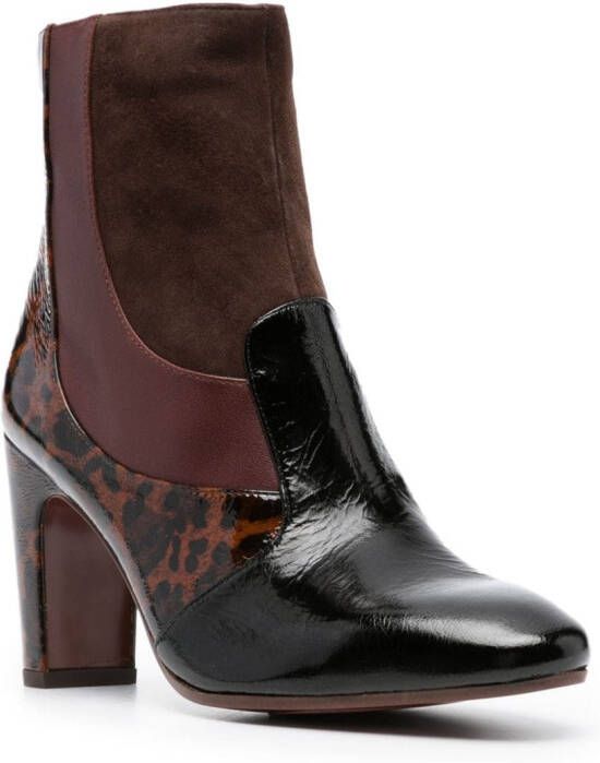 Chie Mihara 90mm leopard-print leather boots Brown