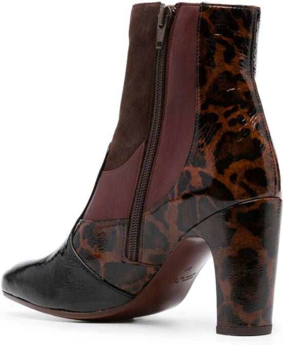 Chie Mihara 90mm leopard-print leather boots Brown