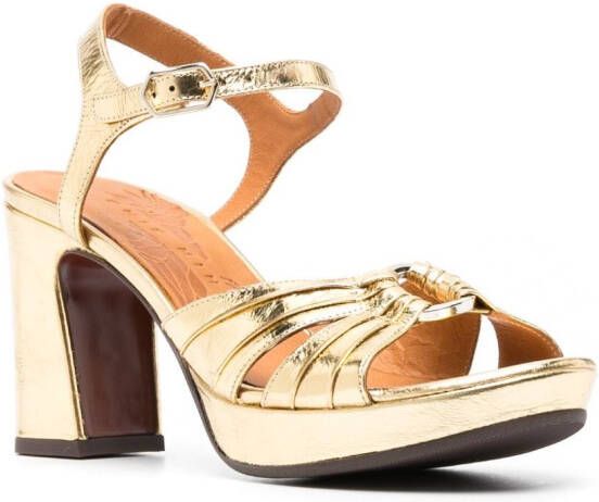 Chie Mihara 90mm metallic-finish sandals Gold