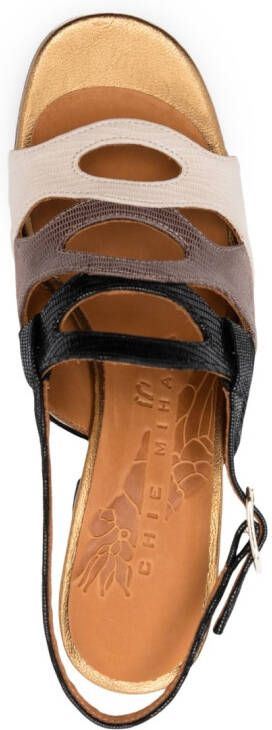 Chie Mihara Beliap 90mm colour-block panel sandals Neutrals
