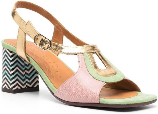 Chie Mihara colour-block panel detail sandals Green