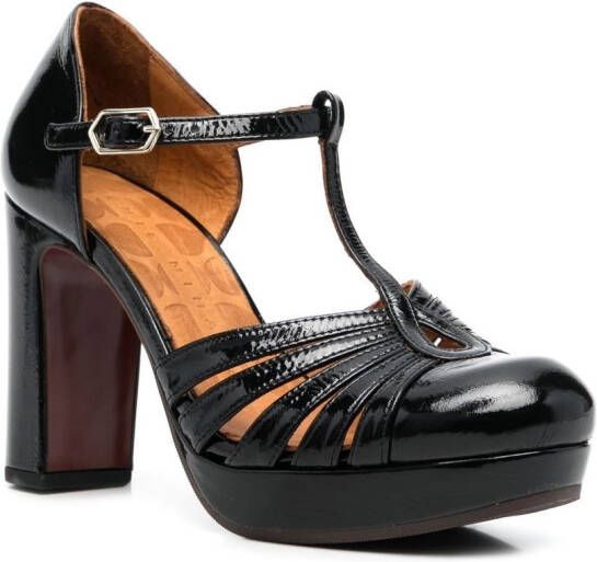 Chie Mihara cut-out leather 100mm pumps Black