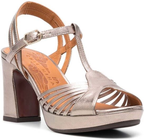 Chie Mihara metallic-effect leather sandals Brown